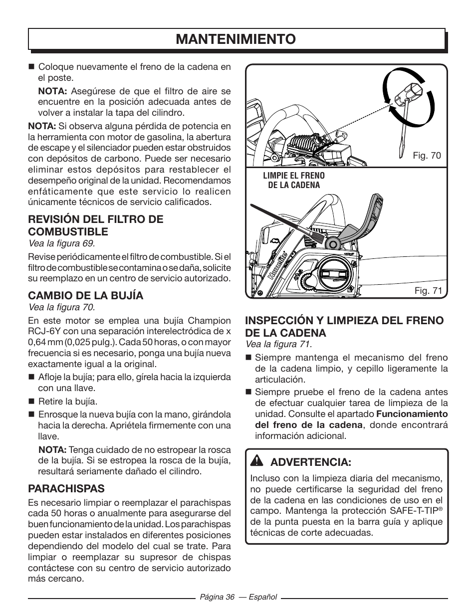 Mantenimiento | Homelite UT10586 User Manual | Page 114 / 120