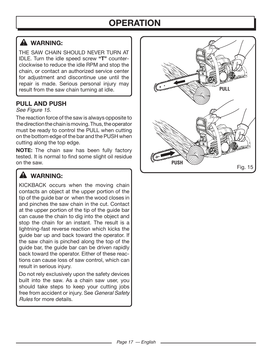 Operation | Homelite UT10586 User Manual | Page 17 / 120