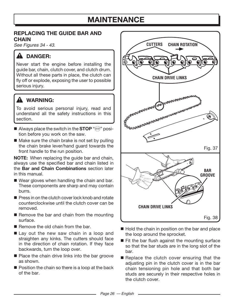 Maintenance | Homelite UT10586 User Manual | Page 26 / 120
