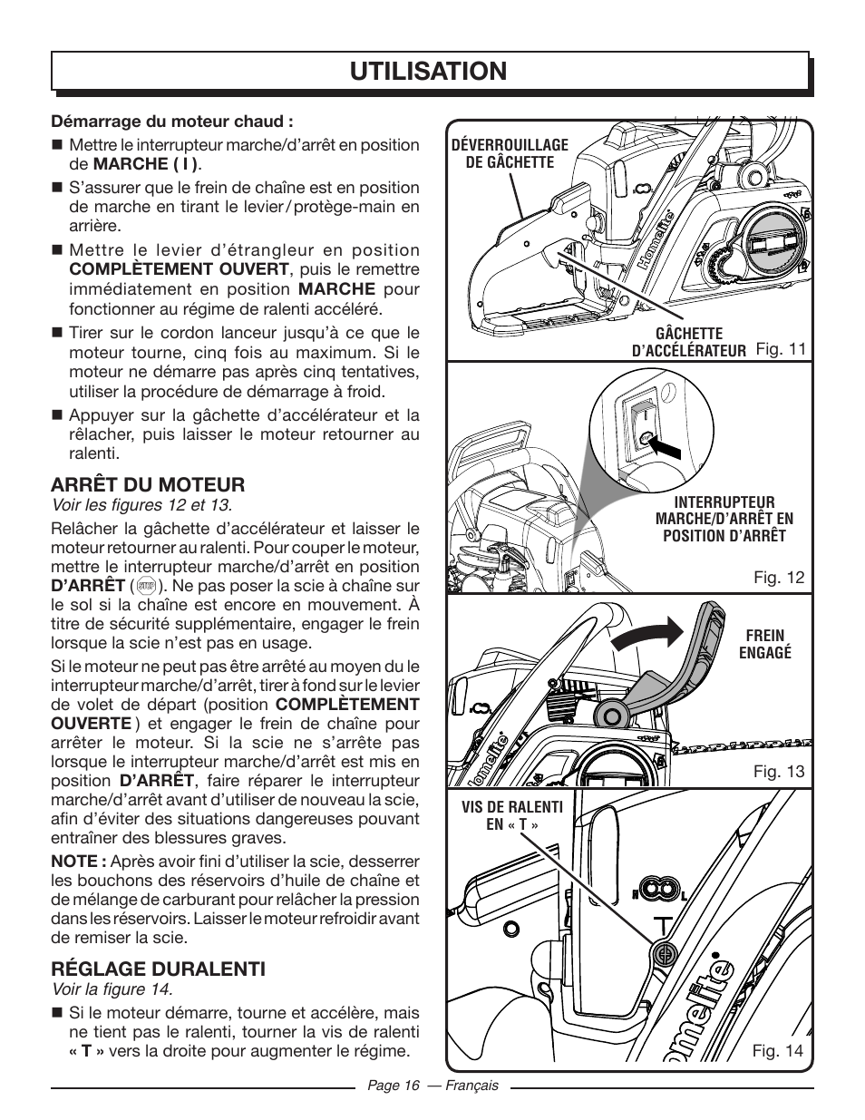 Utilisation | Homelite UT10586 User Manual | Page 55 / 120