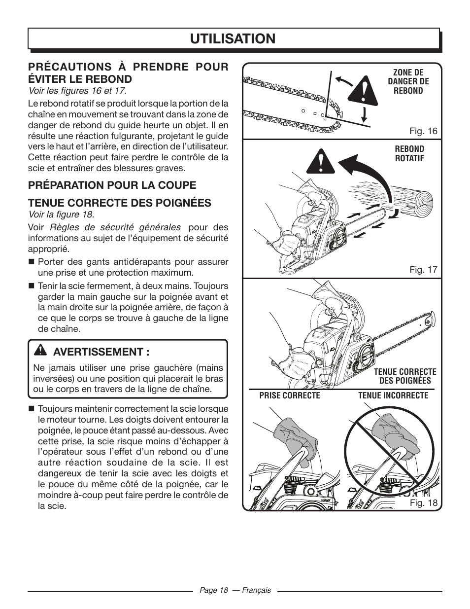 Utilisation | Homelite UT10586 User Manual | Page 57 / 120