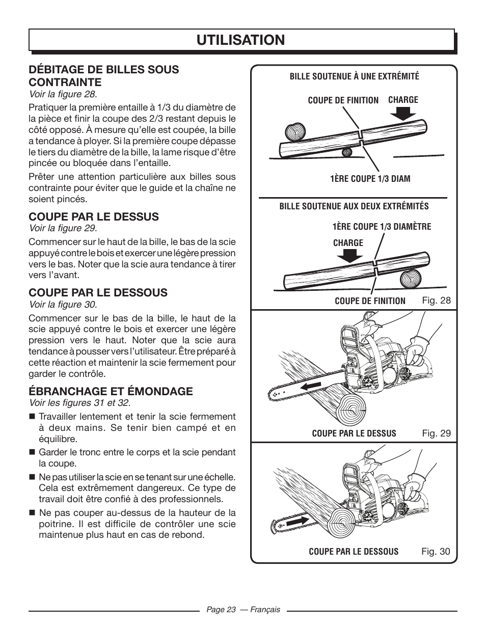 Utilisation | Homelite UT10586 User Manual | Page 62 / 120