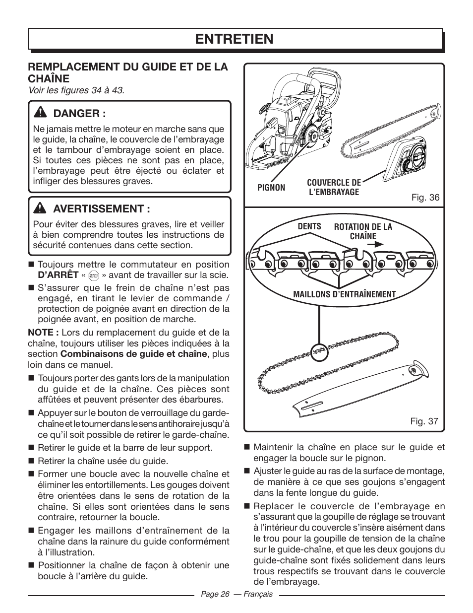 Entretien | Homelite UT10586 User Manual | Page 65 / 120