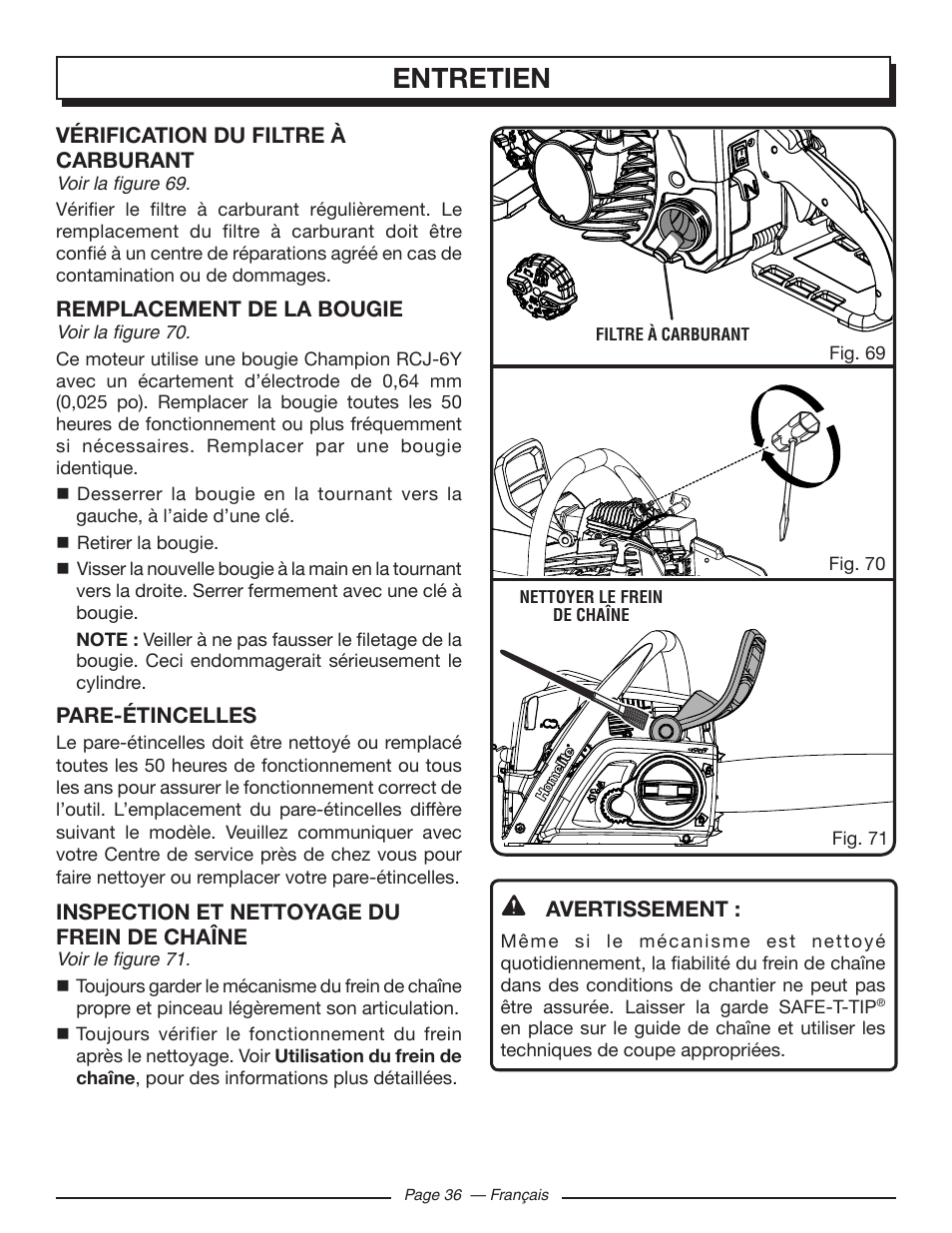 Entretien | Homelite UT10586 User Manual | Page 75 / 120