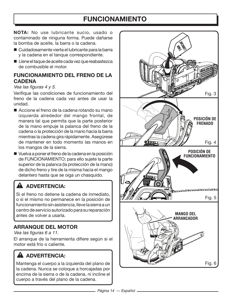 Funcionamiento | Homelite UT10586 User Manual | Page 92 / 120