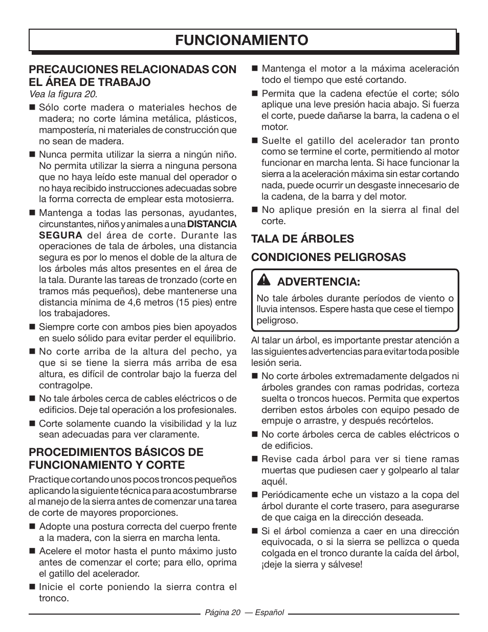 Funcionamiento | Homelite UT10586 User Manual | Page 98 / 120