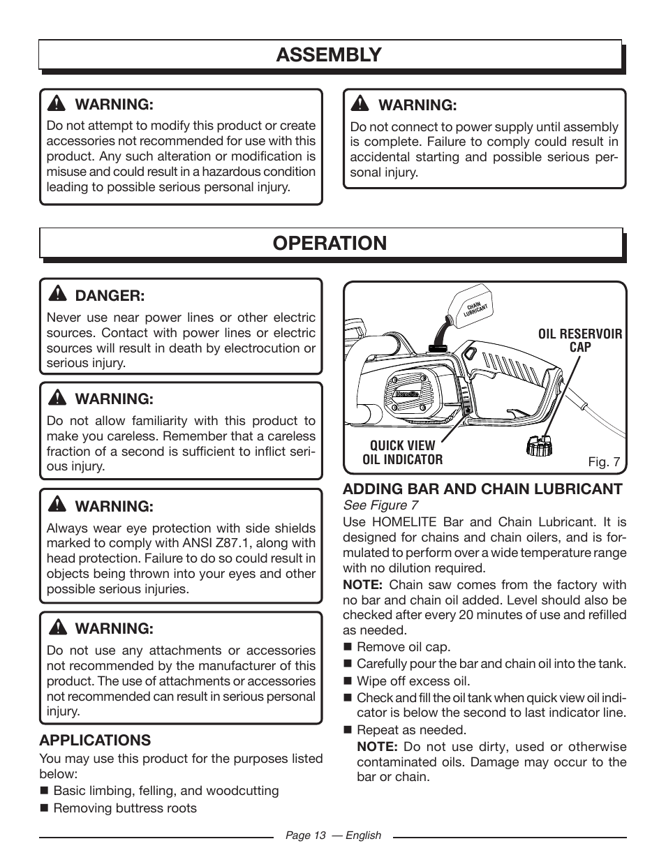 Assembly operation | Homelite UT43103 User Manual | Page 13 / 92