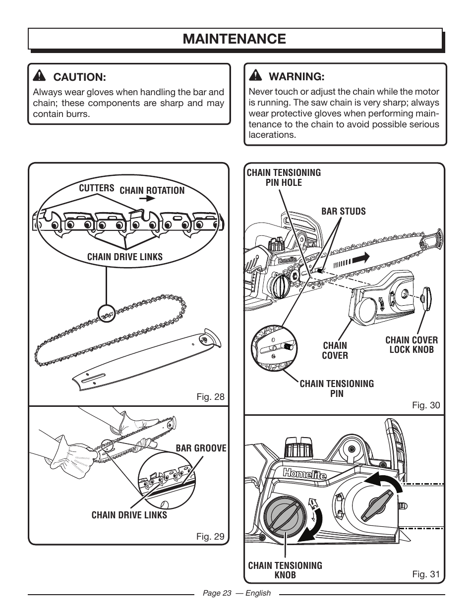 Maintenance | Homelite UT43103 User Manual | Page 23 / 92