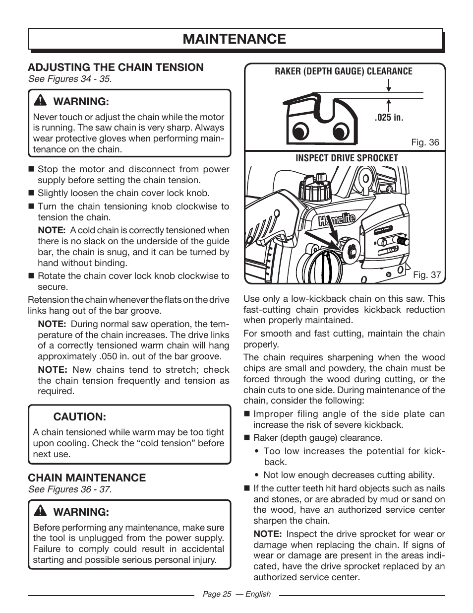 Maintenance | Homelite UT43103 User Manual | Page 25 / 92