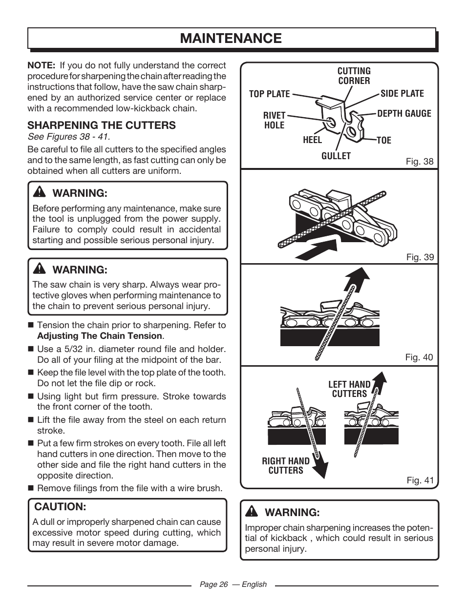 Maintenance | Homelite UT43103 User Manual | Page 26 / 92