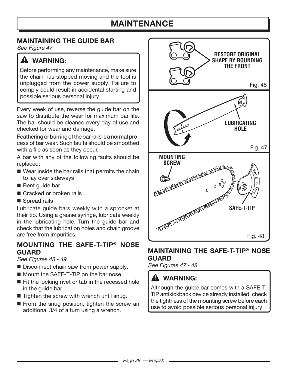 Maintenance | Homelite UT43103 User Manual | Page 28 / 92