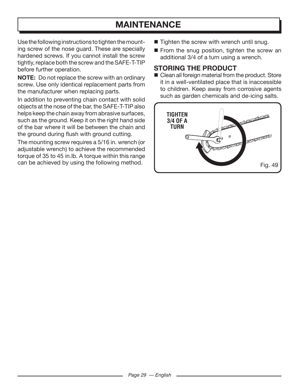 Maintenance | Homelite UT43103 User Manual | Page 29 / 92
