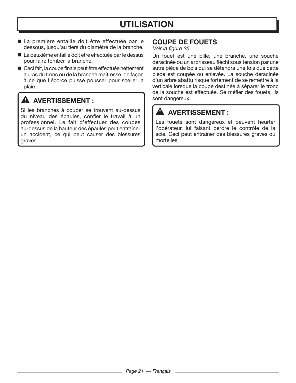 Utilisation | Homelite UT43103 User Manual | Page 51 / 92