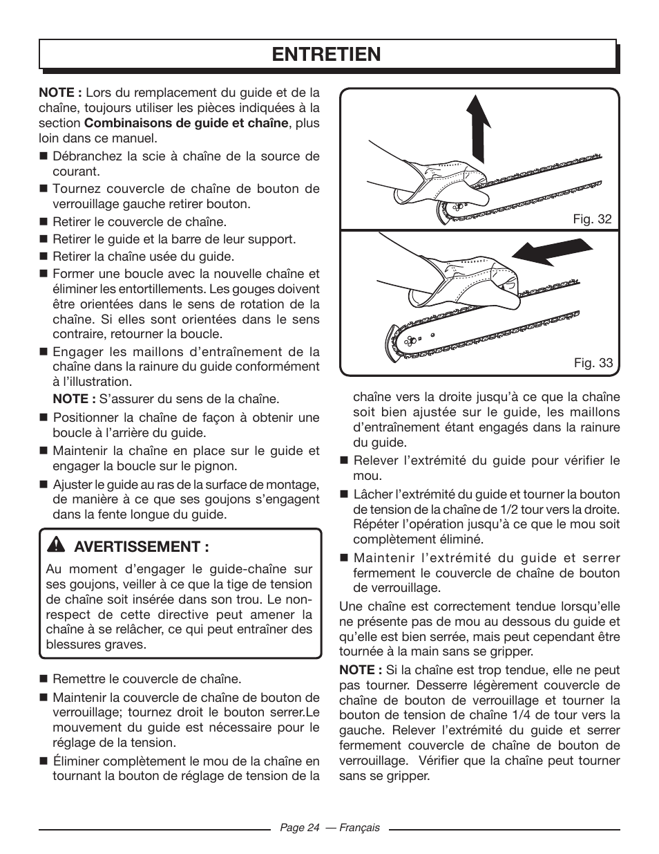 Entretien | Homelite UT43103 User Manual | Page 54 / 92