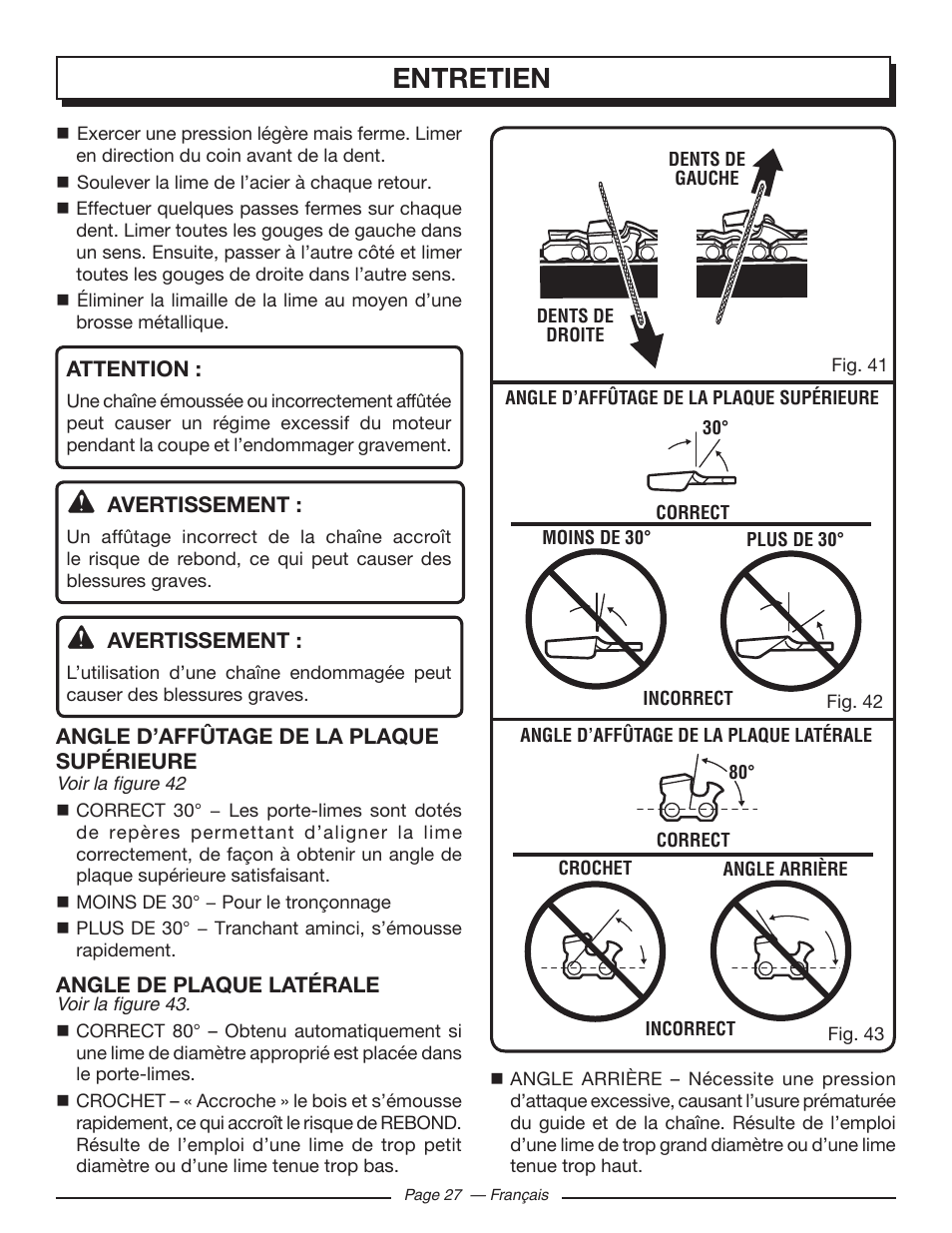 Entretien | Homelite UT43103 User Manual | Page 57 / 92