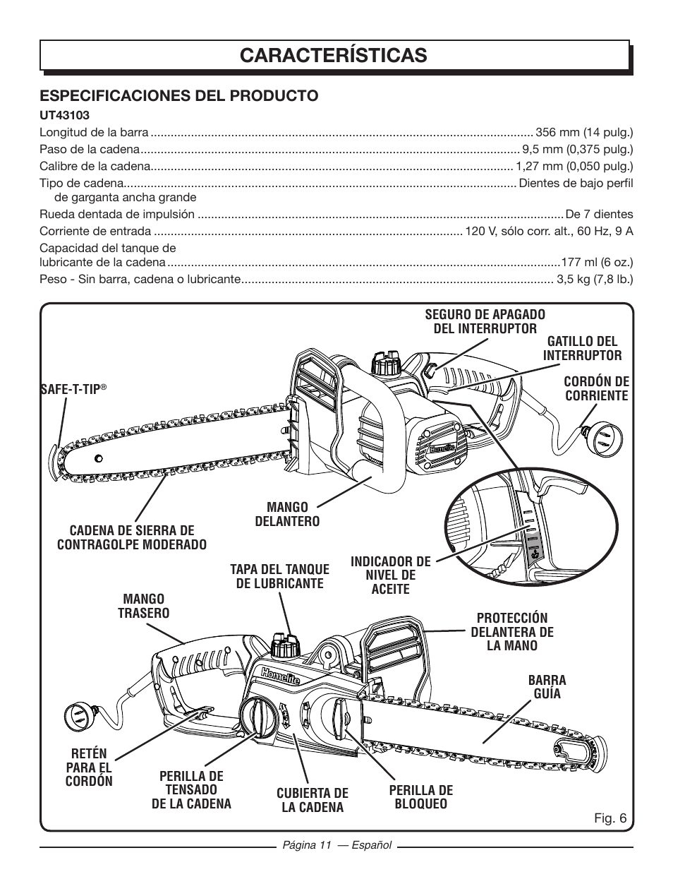 Características | Homelite UT43103 User Manual | Page 70 / 92