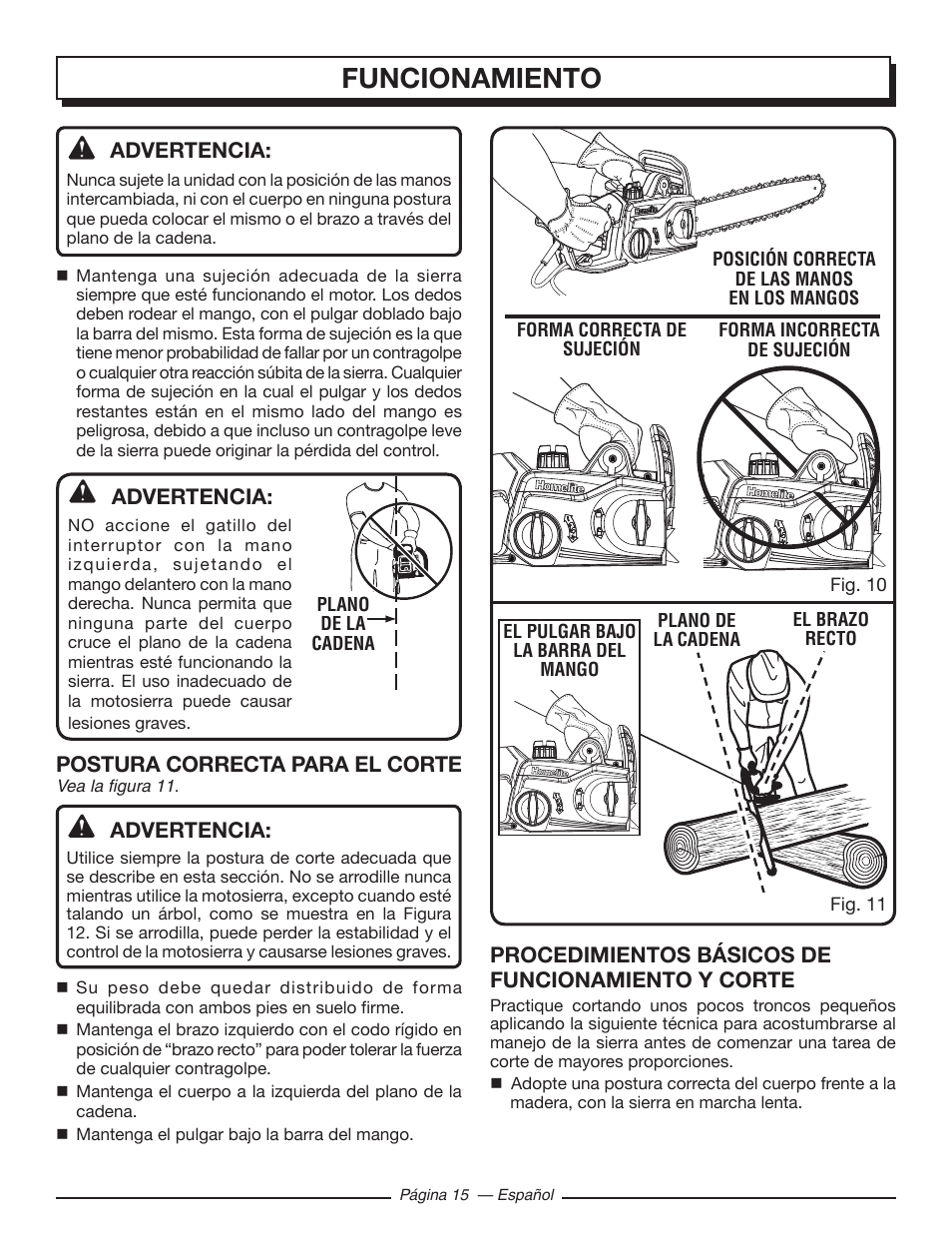 Funcionamiento | Homelite UT43103 User Manual | Page 74 / 92