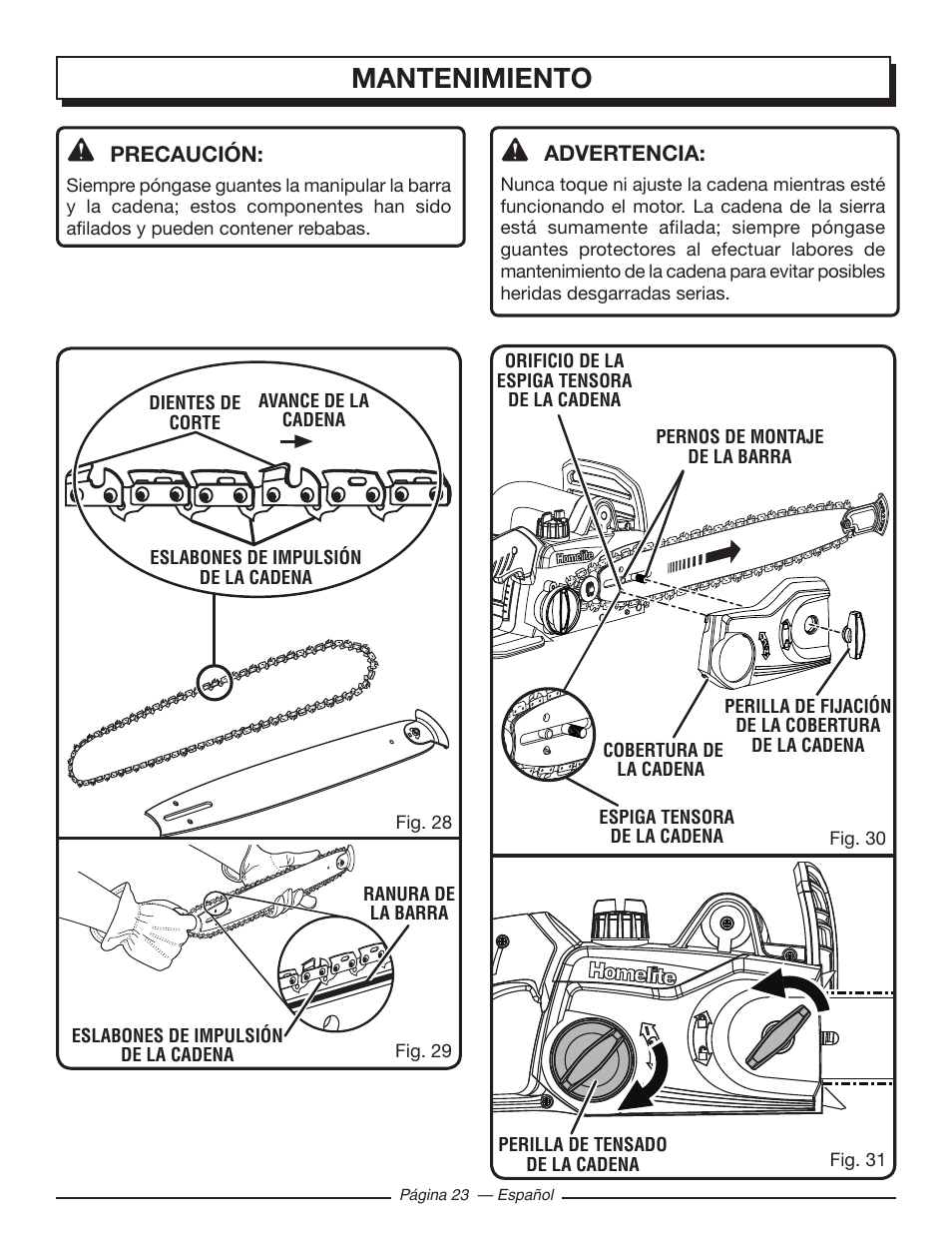 Mantenimiento | Homelite UT43103 User Manual | Page 82 / 92