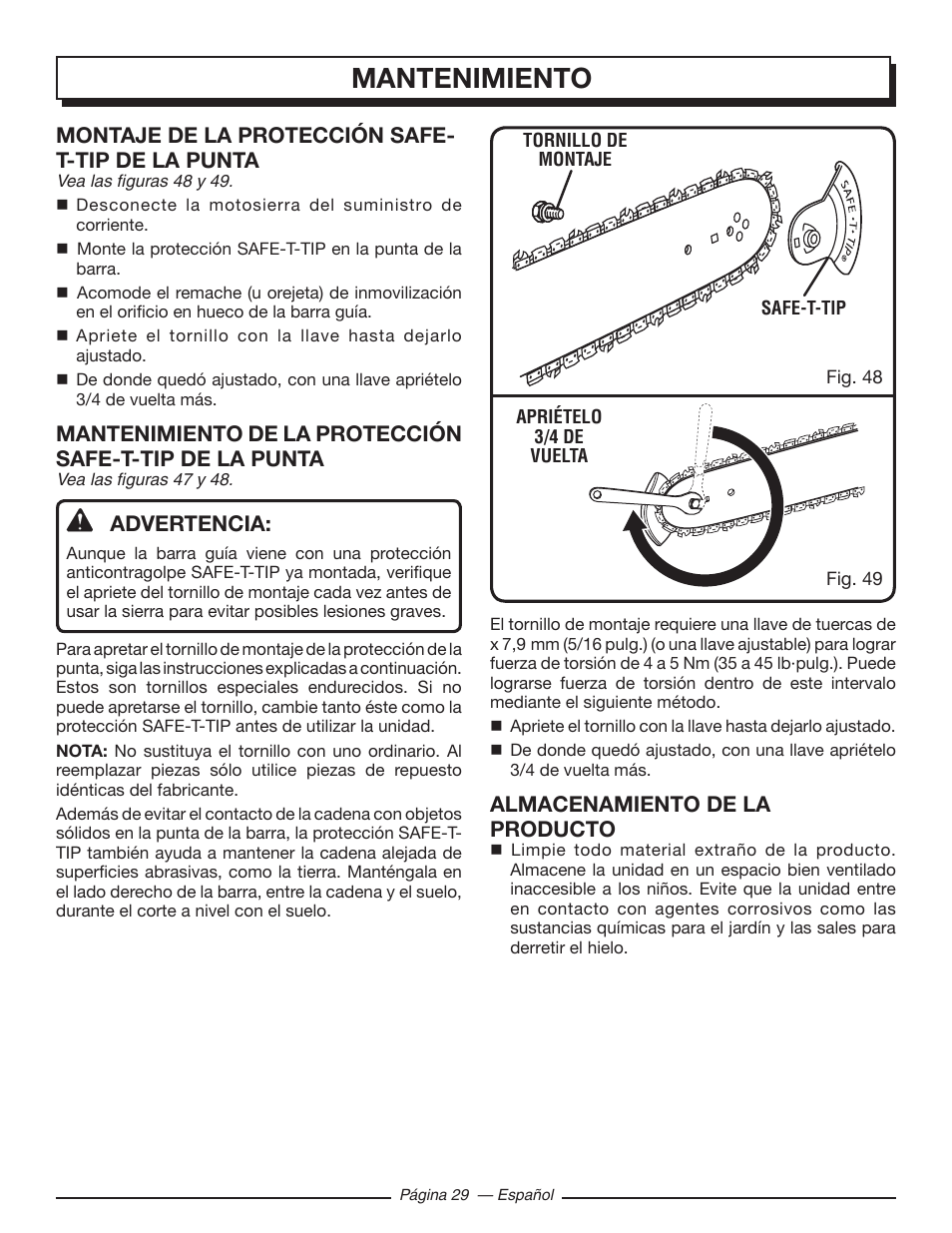 Mantenimiento | Homelite UT43103 User Manual | Page 88 / 92