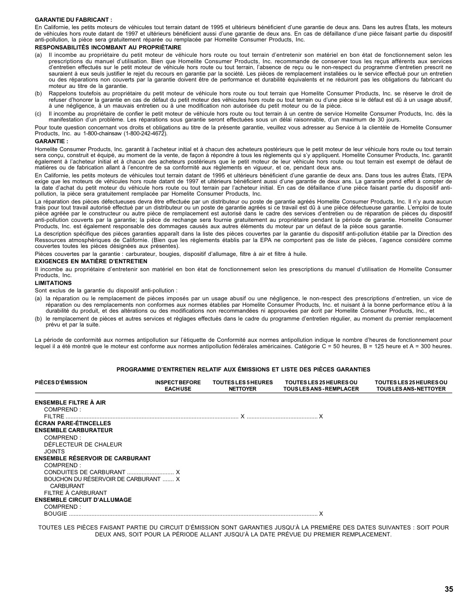 Homelite ut 10910 User Manual | Page 35 / 40