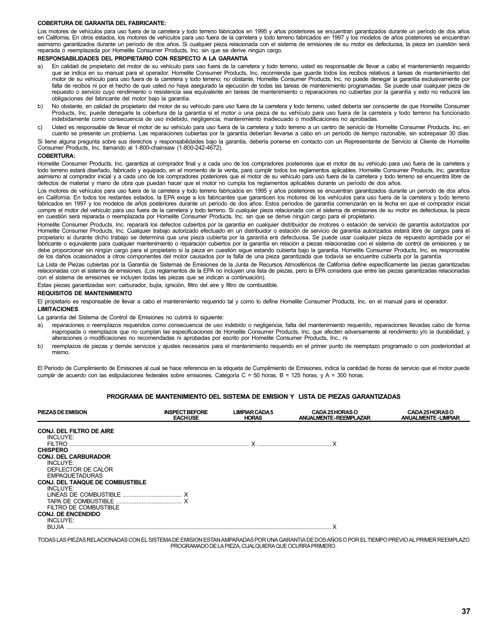 Homelite ut 10910 User Manual | Page 37 / 40