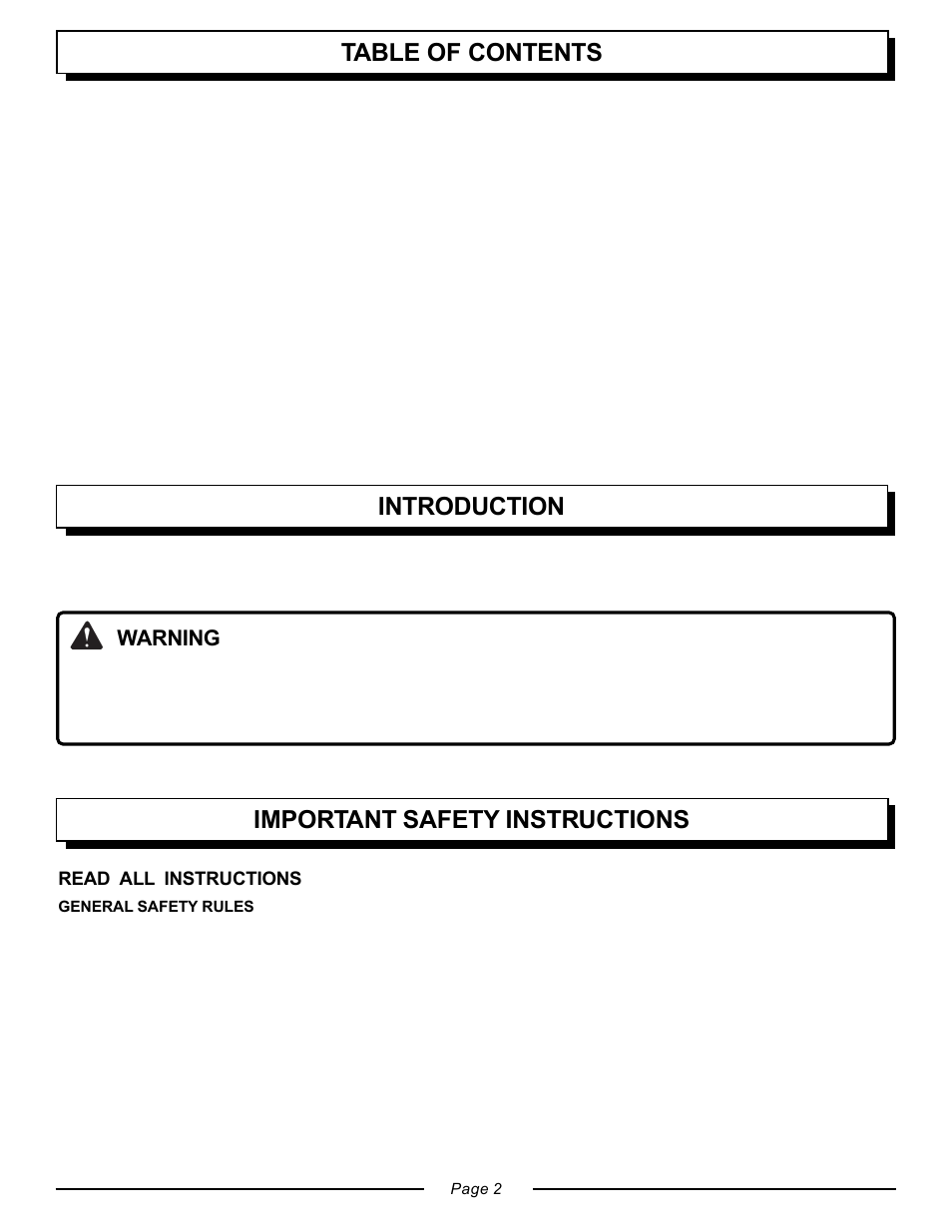 Warning | Homelite UT20763 User Manual | Page 2 / 22