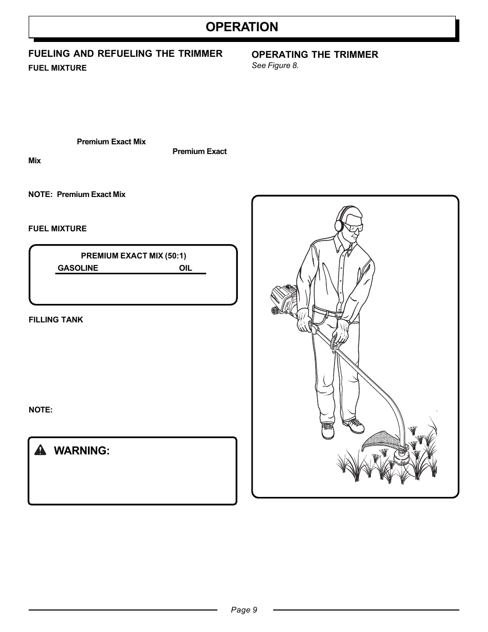 Operation, Warning | Homelite UT20763 User Manual | Page 9 / 22