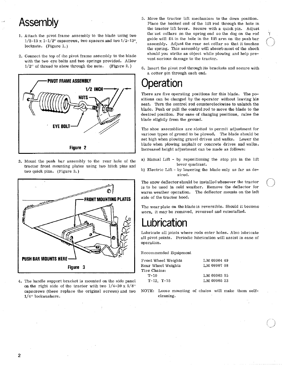 Assembly, Operation, Lubrication | Homelite LM-16001-69 User Manual | Page 2 / 4