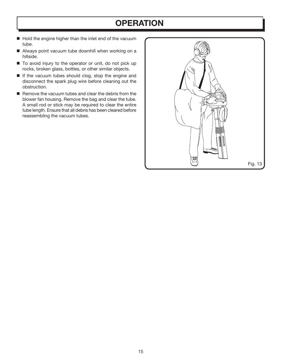 Operation | Homelite VAC ATTACK II UT08542 User Manual | Page 15 / 22
