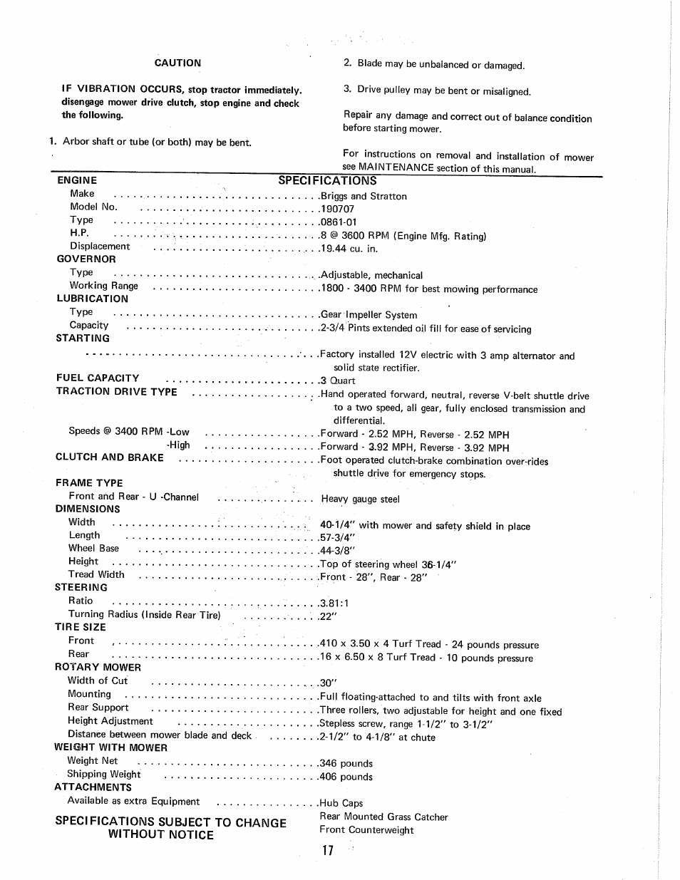 Specifications subject to change without notice | Homelite 1600383 User Manual | Page 17 / 36