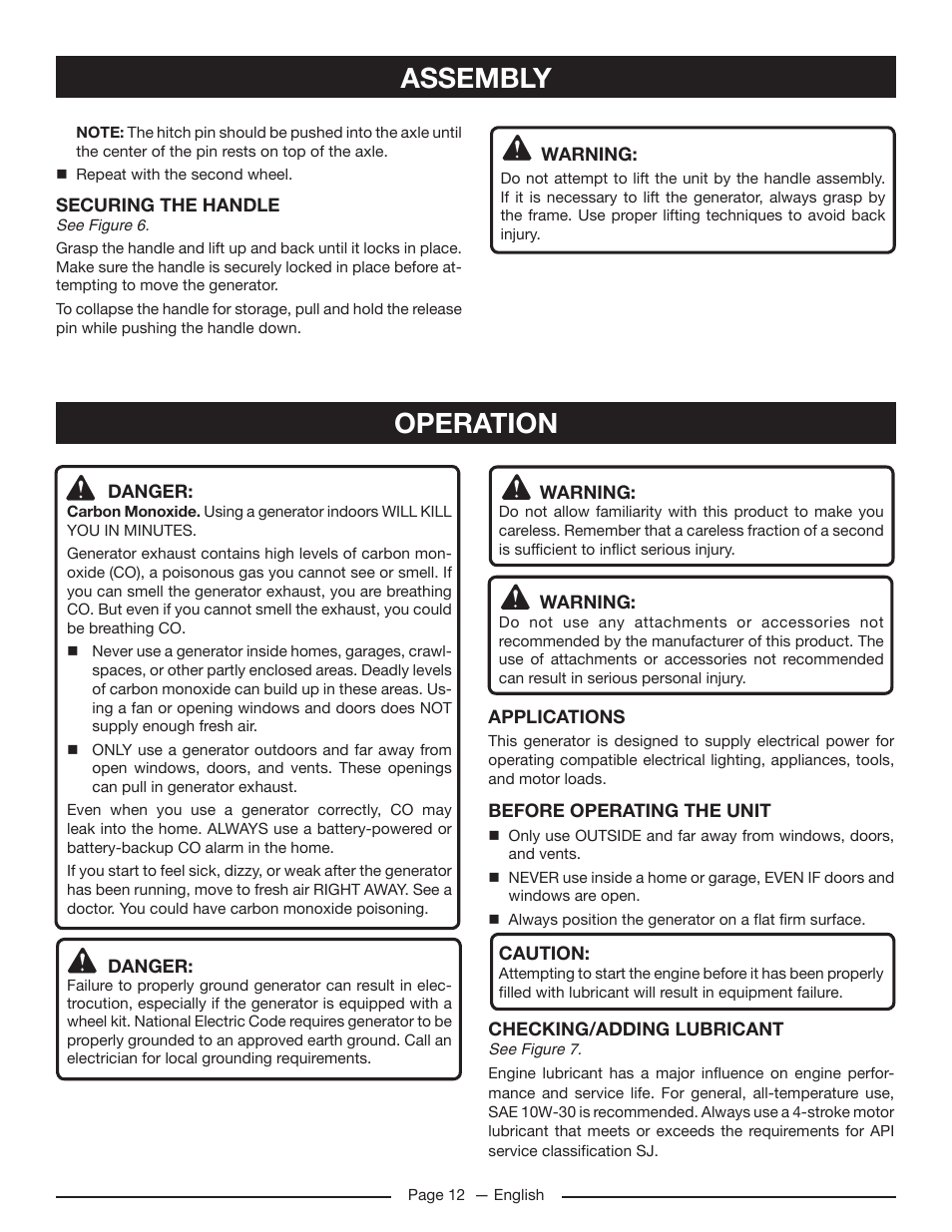 Assembly, Operation | Homelite HG5022P User Manual | Page 16 / 60