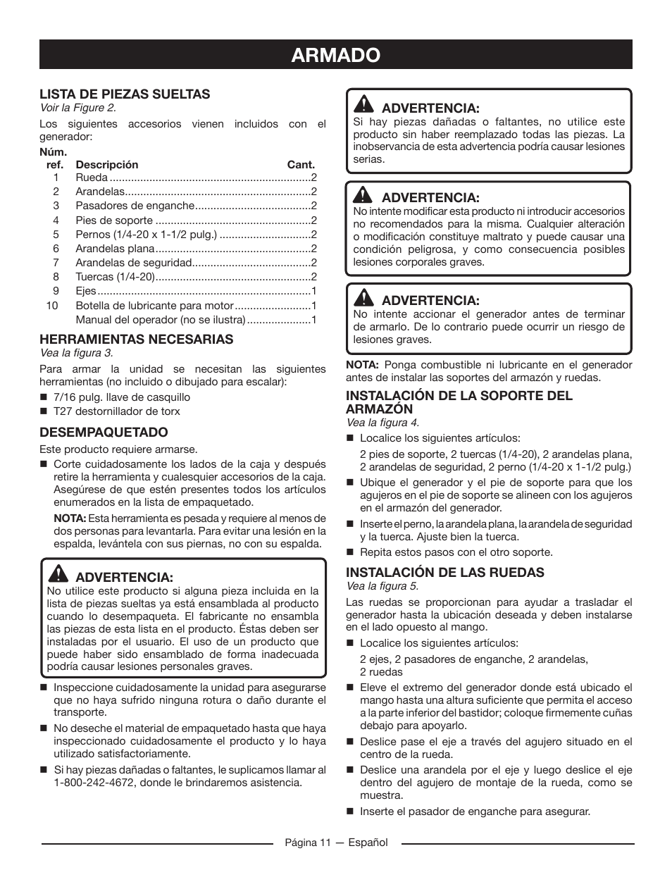 Armado | Homelite HG5022P User Manual | Page 51 / 60