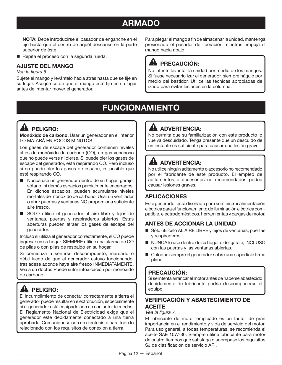 Armado, Funcionamiento | Homelite HG5022P User Manual | Page 52 / 60