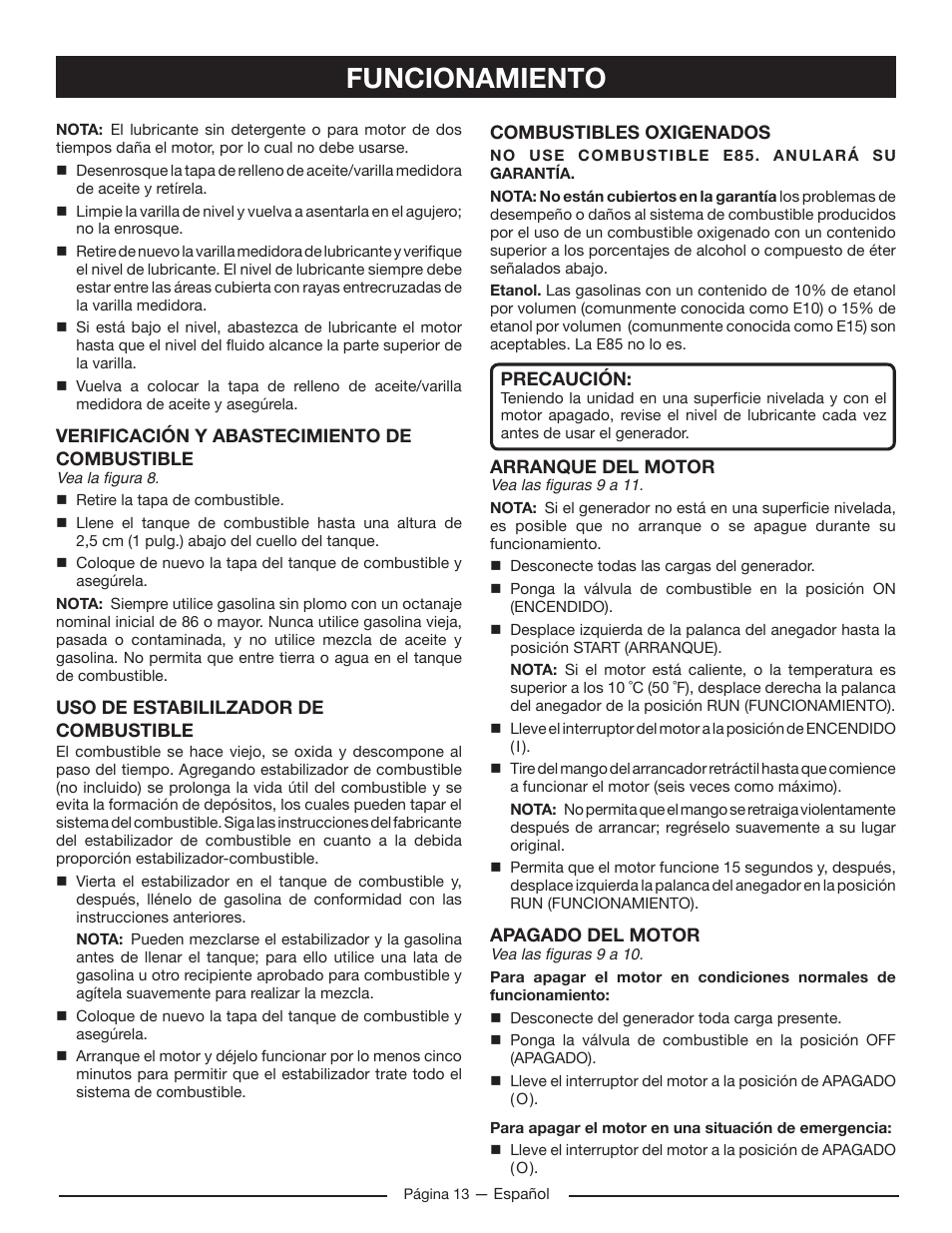 Funcionamiento | Homelite HG5022P User Manual | Page 53 / 60