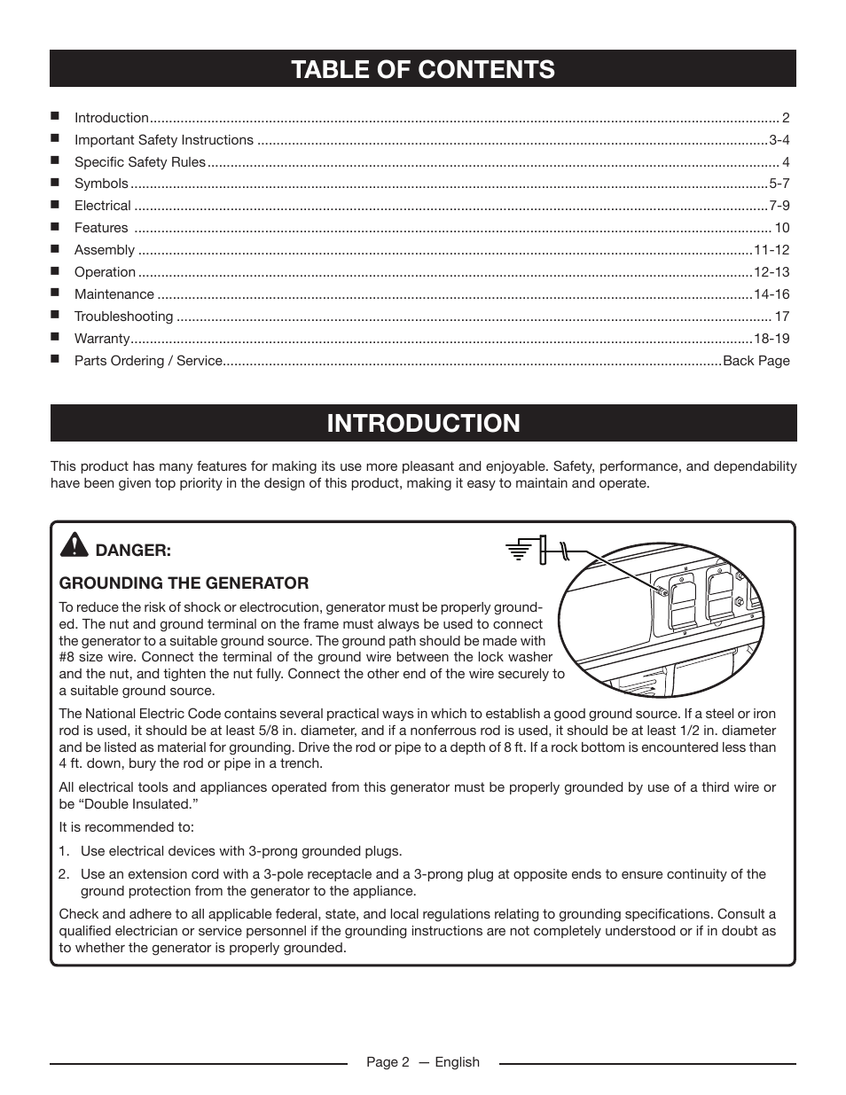 Table of contents introduction | Homelite HG5022P User Manual | Page 6 / 60