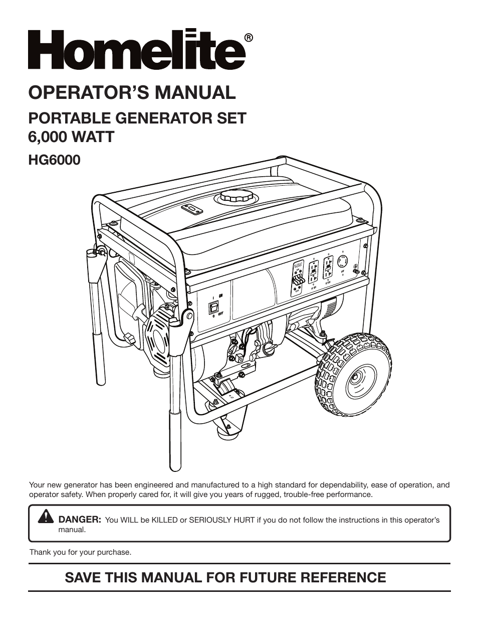 Homelite HG6000 User Manual | 24 pages