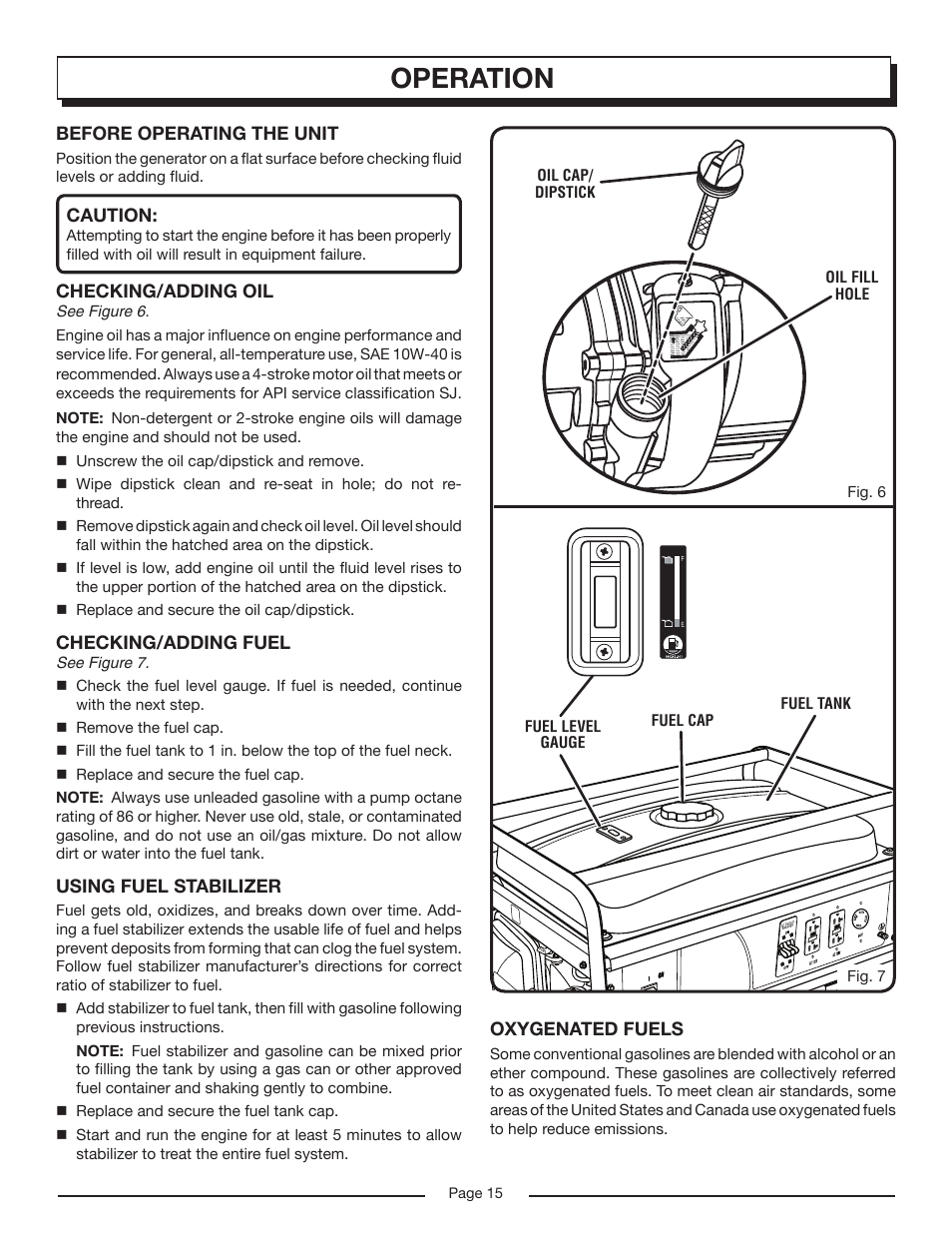 Operation | Homelite HG6000 User Manual | Page 15 / 24