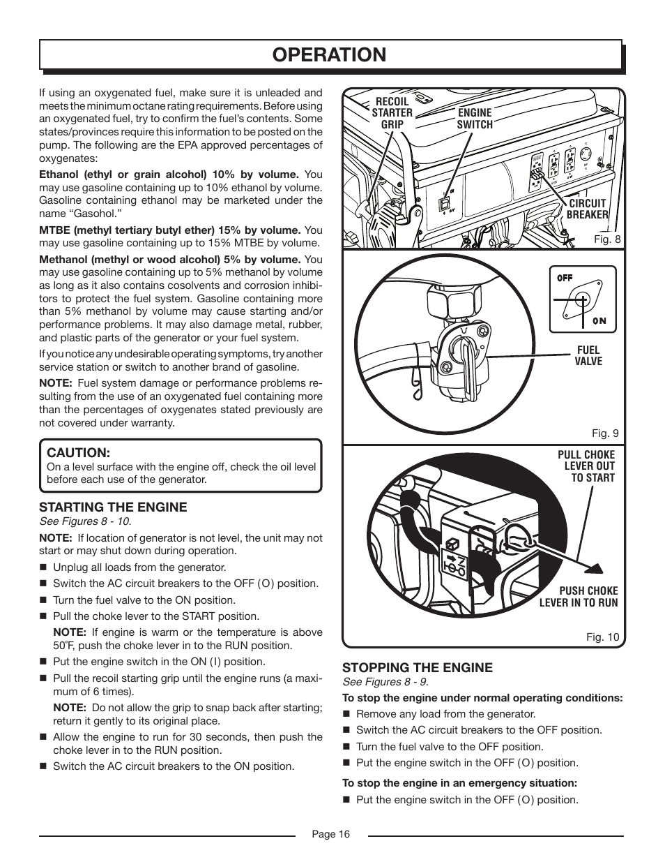 Operation | Homelite HG6000 User Manual | Page 16 / 24