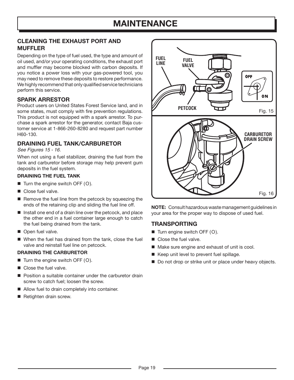 Maintenance | Homelite HG6000 User Manual | Page 19 / 24