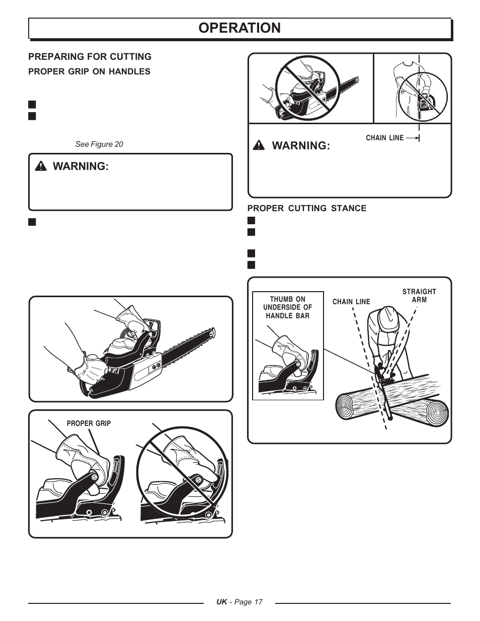 Operation, Warning | Homelite CSP3816 - UT74123A User Manual | Page 17 / 40