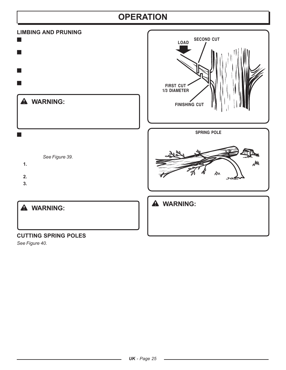 Operation, Warning | Homelite CSP3816 - UT74123A User Manual | Page 25 / 40