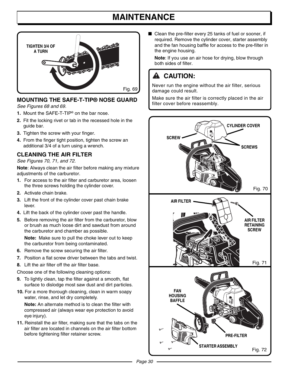 Maintenance, Caution | Homelite UT10560 User Manual | Page 30 / 36