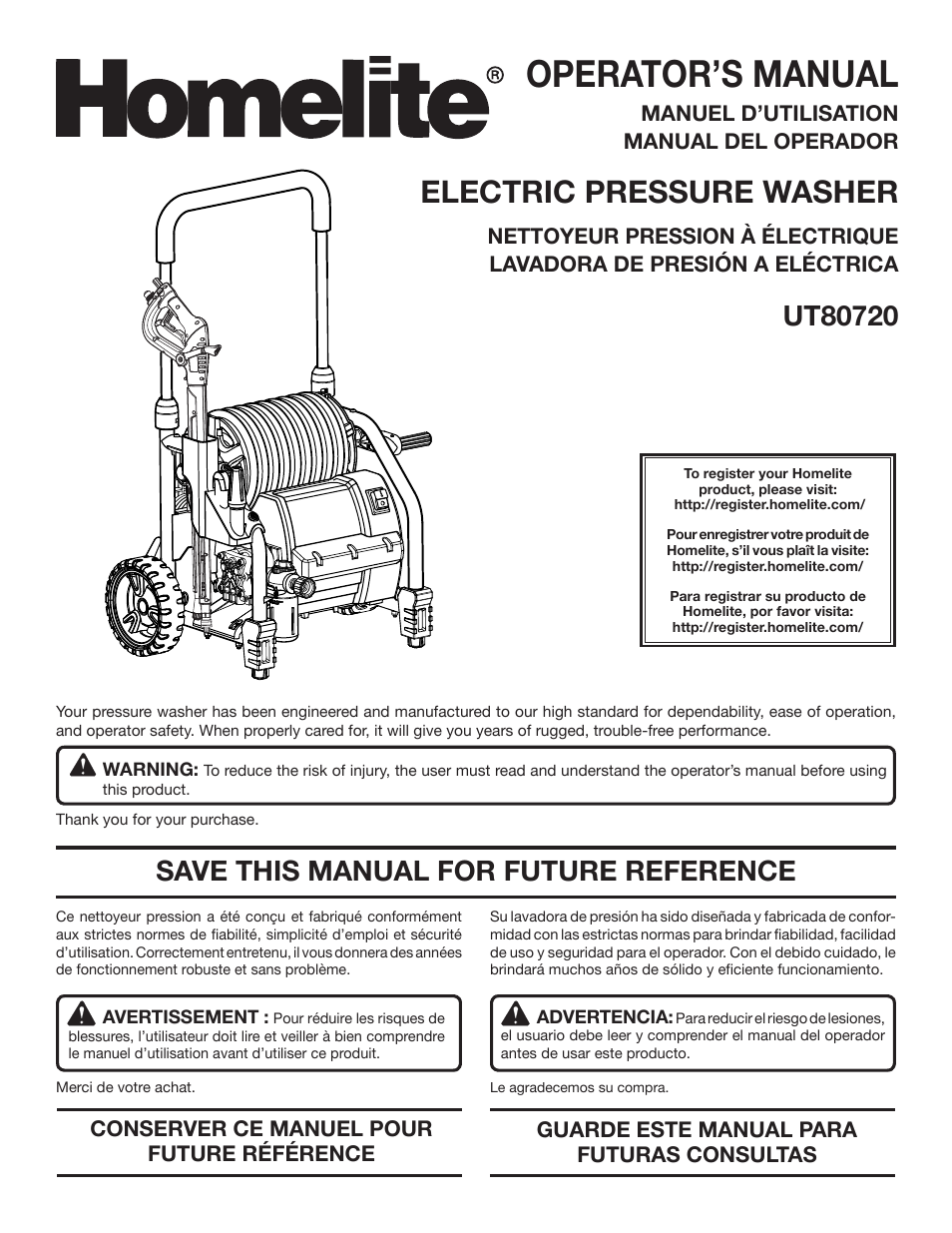 Homelite UT80720 User Manual | 52 pages