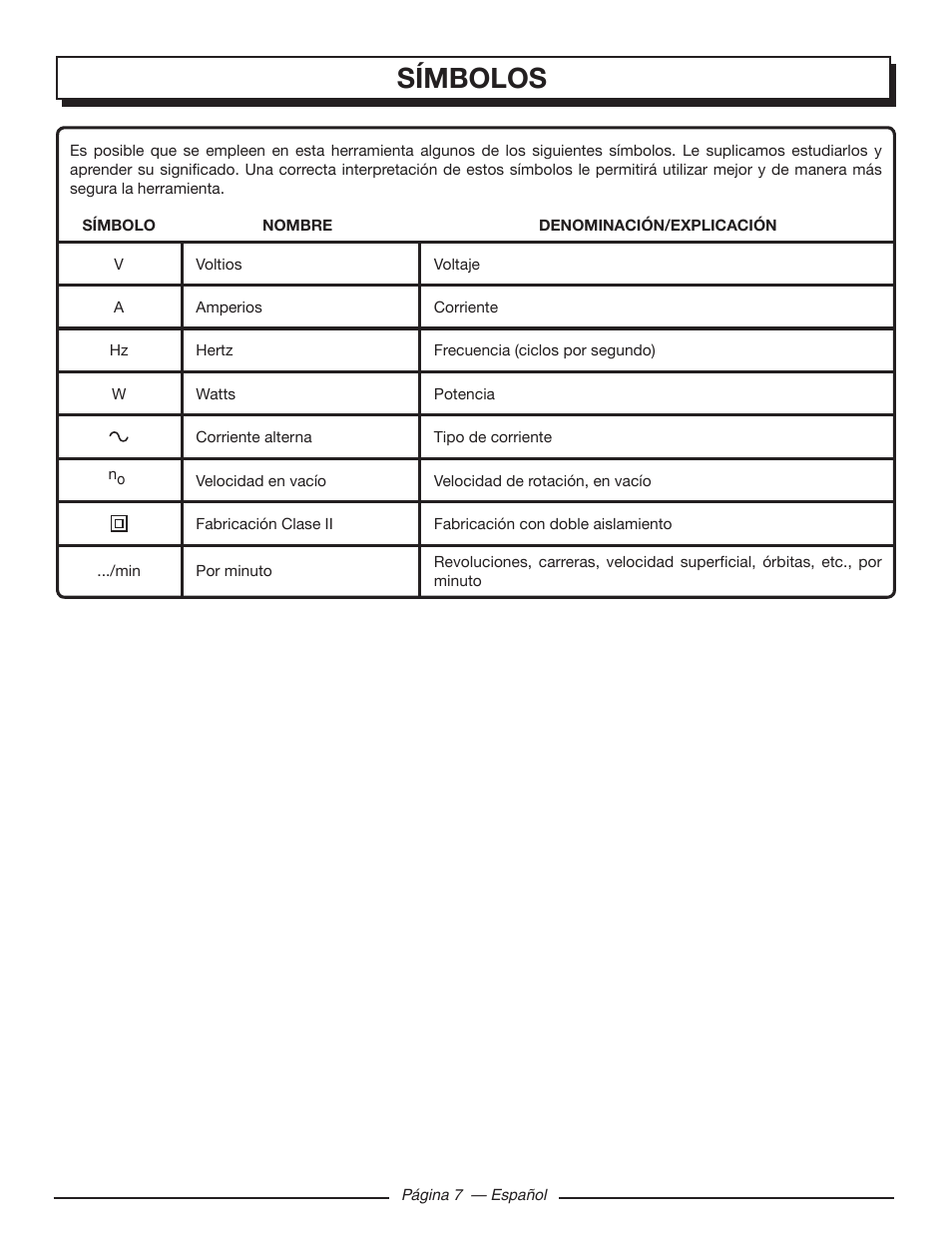 Símbolos | Homelite UT80720 User Manual | Page 41 / 52