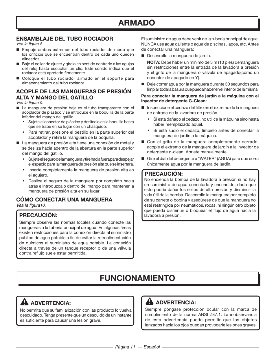 Funcionamiento, Armado | Homelite UT80720 User Manual | Page 45 / 52