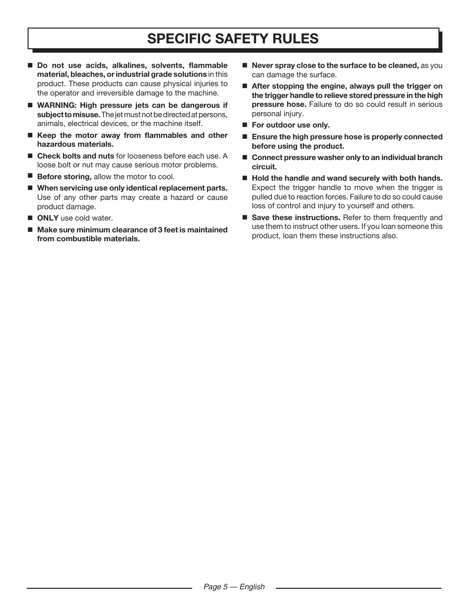 Specific safety rules | Homelite UT80720 User Manual | Page 9 / 52