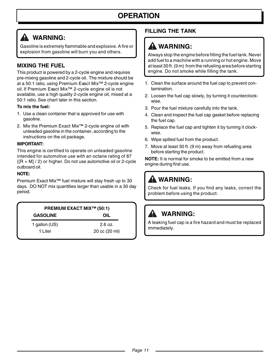 Operation, Warning | Homelite VAC ATTACK II UT08541 User Manual | Page 11 / 20