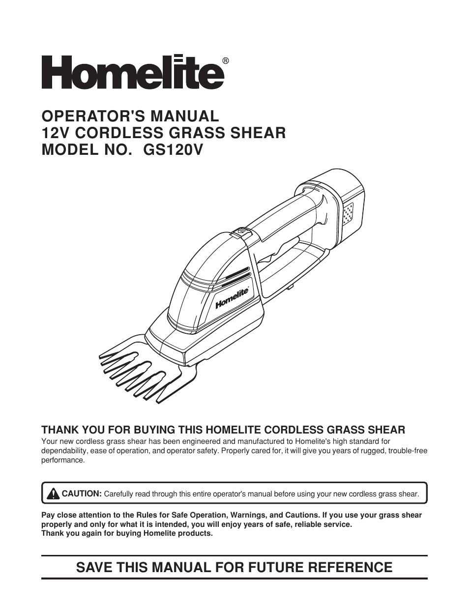 Homelite GS120V User Manual | 16 pages