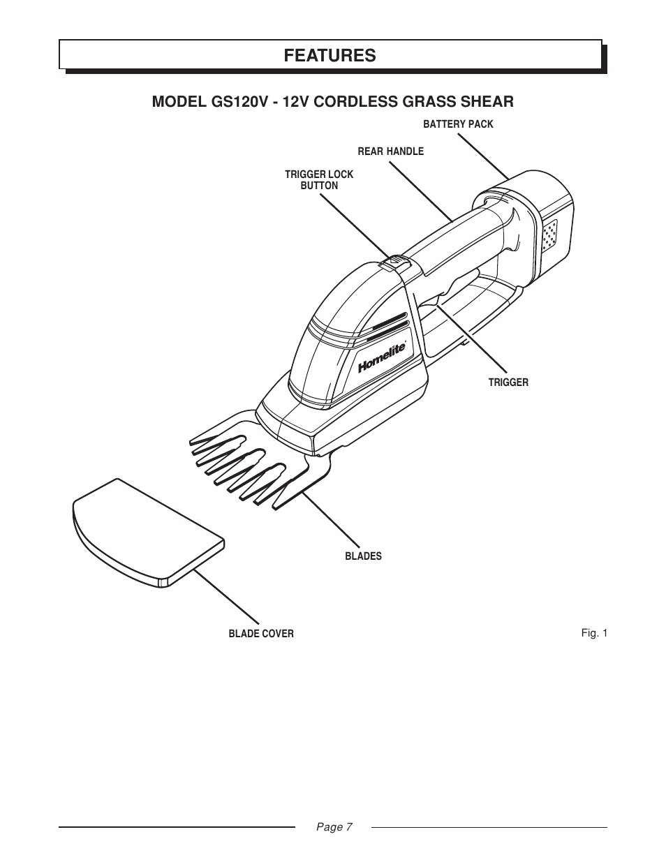 Features | Homelite GS120V User Manual | Page 7 / 16