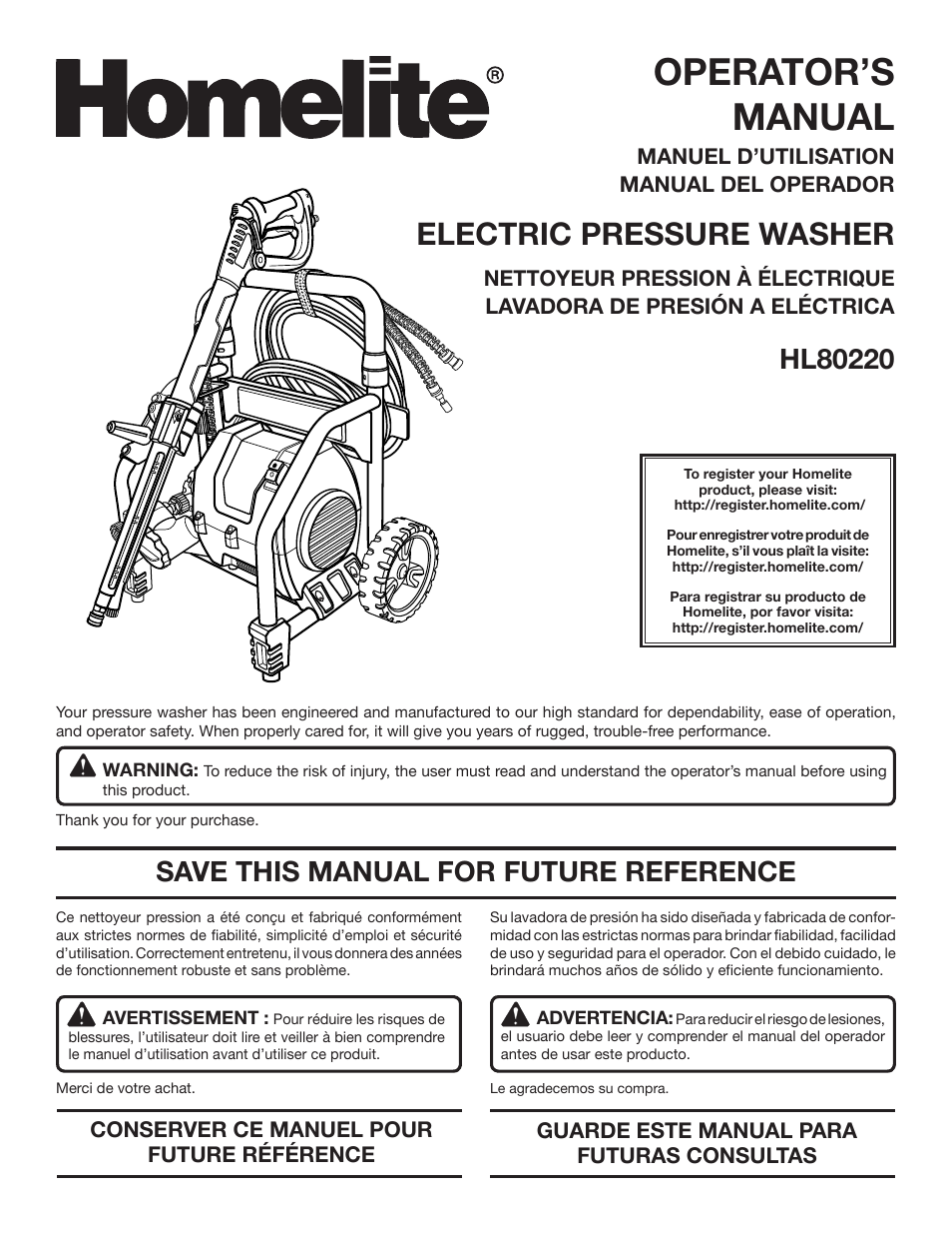 Homelite HL80220 User Manual | 48 pages